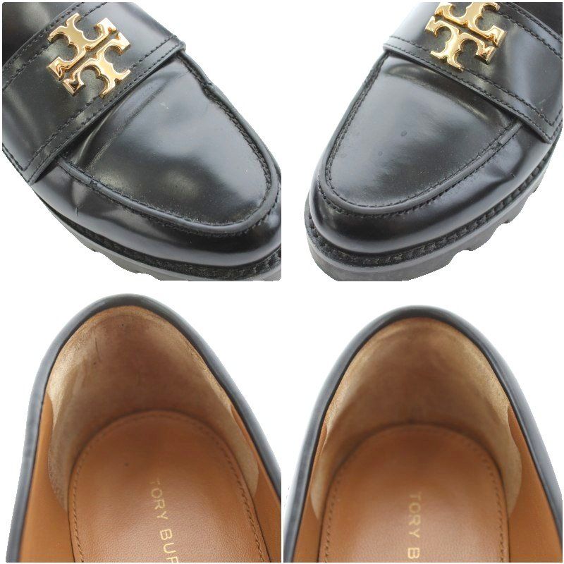 トリーバーチ TORY BURCH ローファー 厚底 レザー ロゴ 6M 黒 ブラック