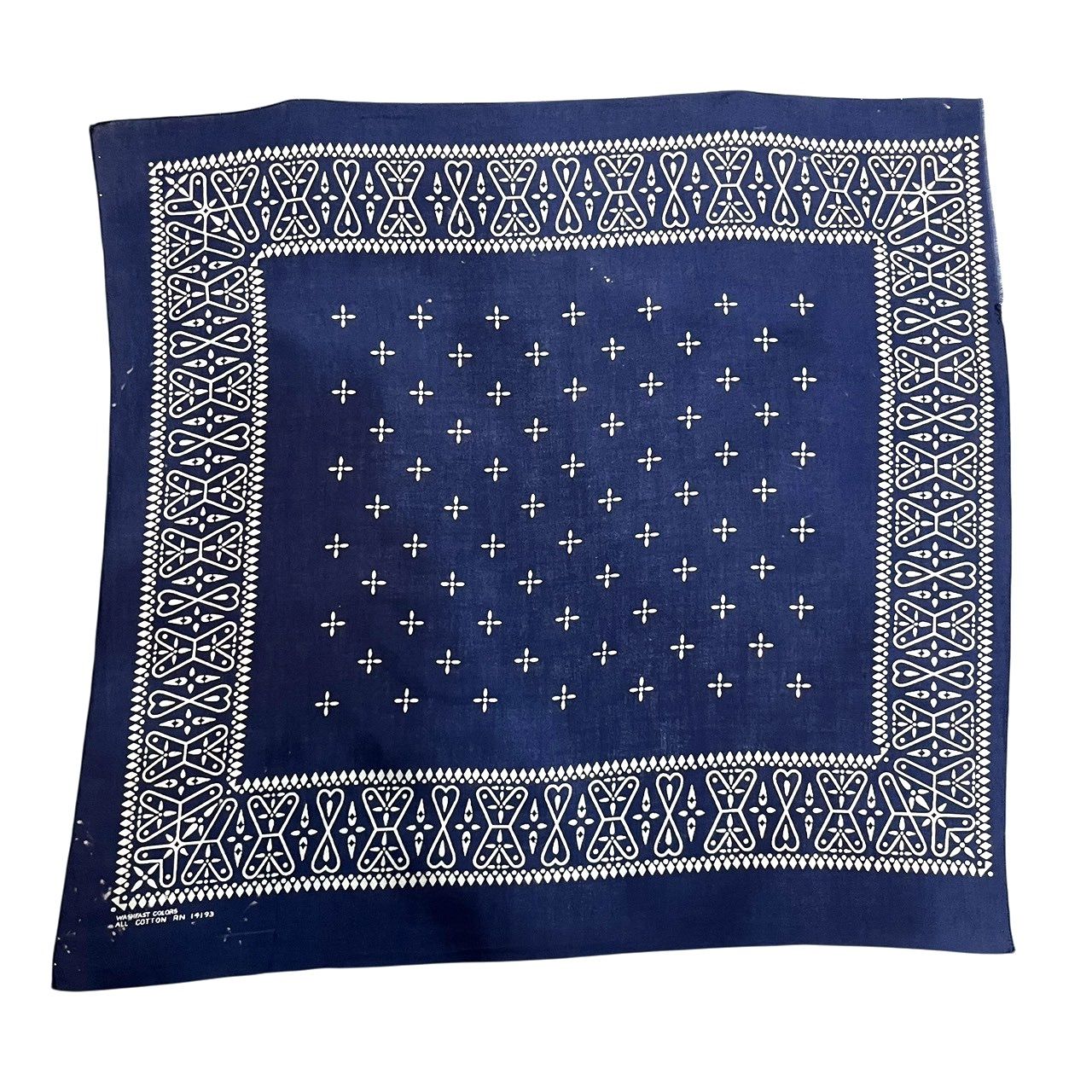 60s ビンテージ クロス柄 コットン バンダナ ネイビー フェード