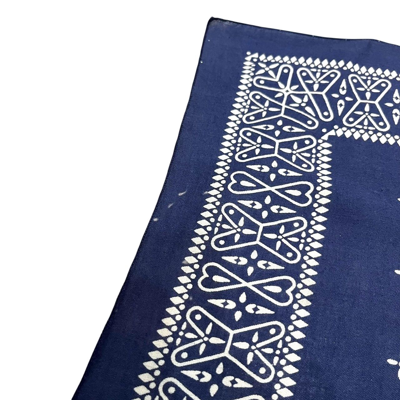 60s ビンテージ クロス柄 コットン バンダナ ネイビー フェード