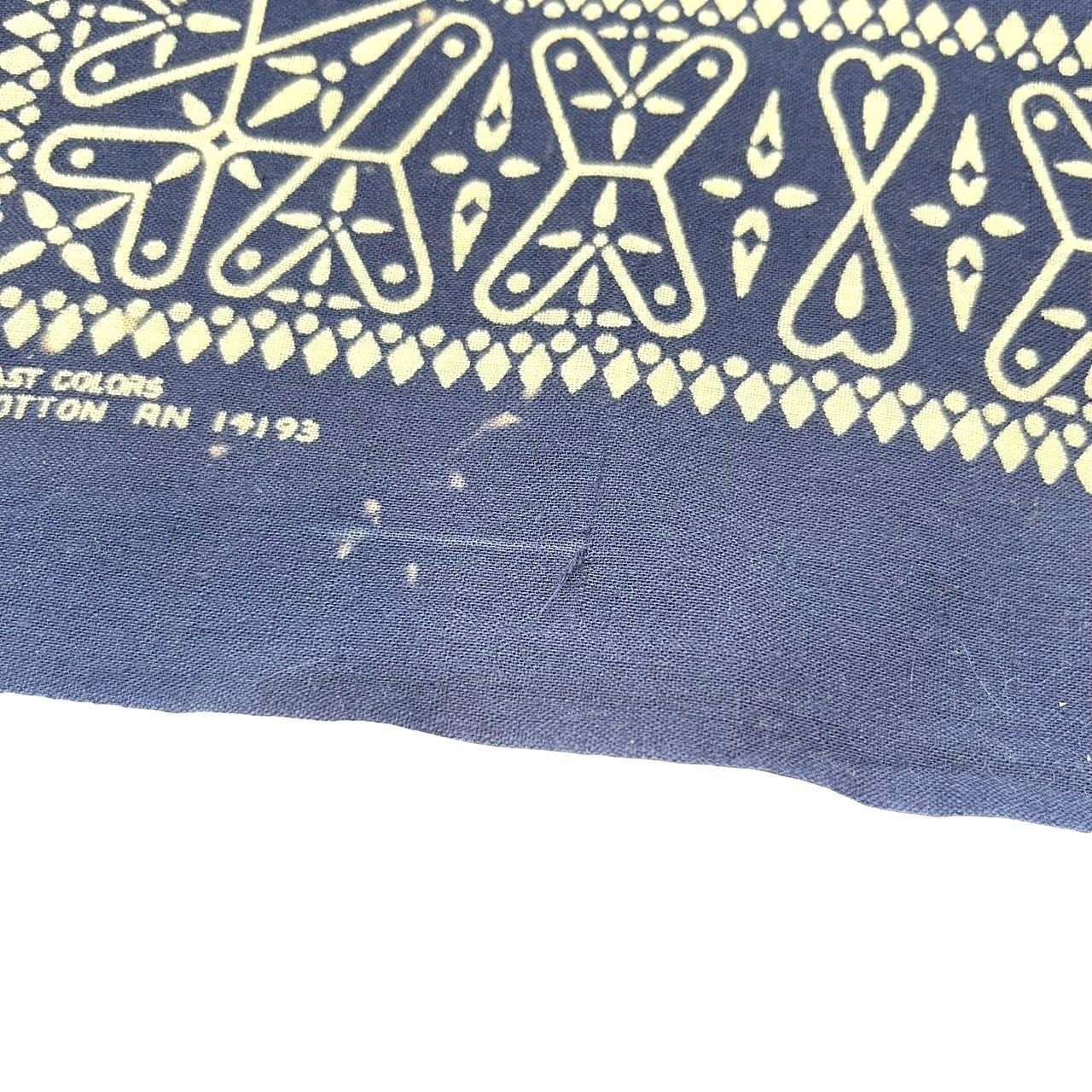 60s ビンテージ クロス柄 コットン バンダナ ネイビー フェード