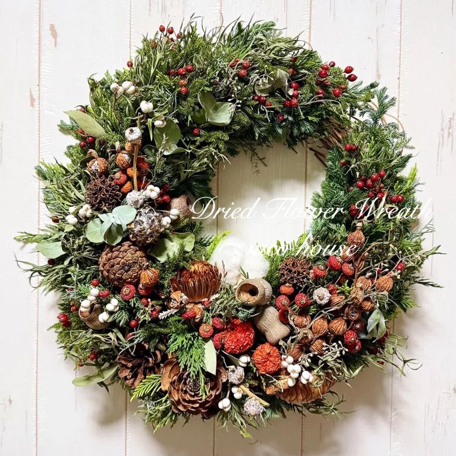 ドライフラワー クレセントリース 直径約37 cm ドライフラワーリース リース 三日月