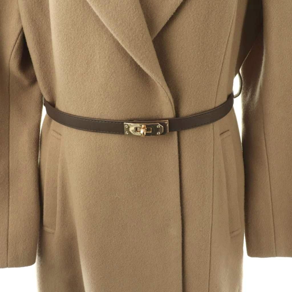 Apuweiser-riche ベルト付ロングチェスターコート こげ茶Mサイズ アプワイザーリッシェ Apuweiser-riche 24AW ベルト付ロングチェスター