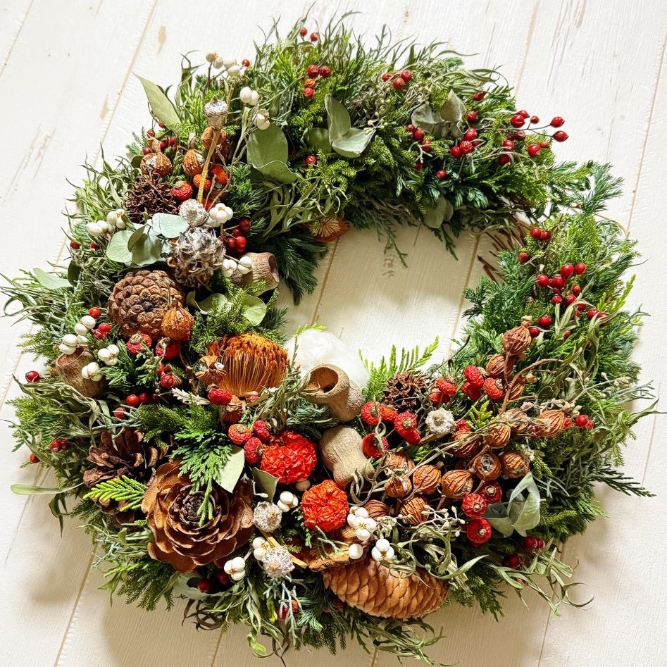 ドライフラワー クレセントリース(直径約37cm) ドライフラワーリース