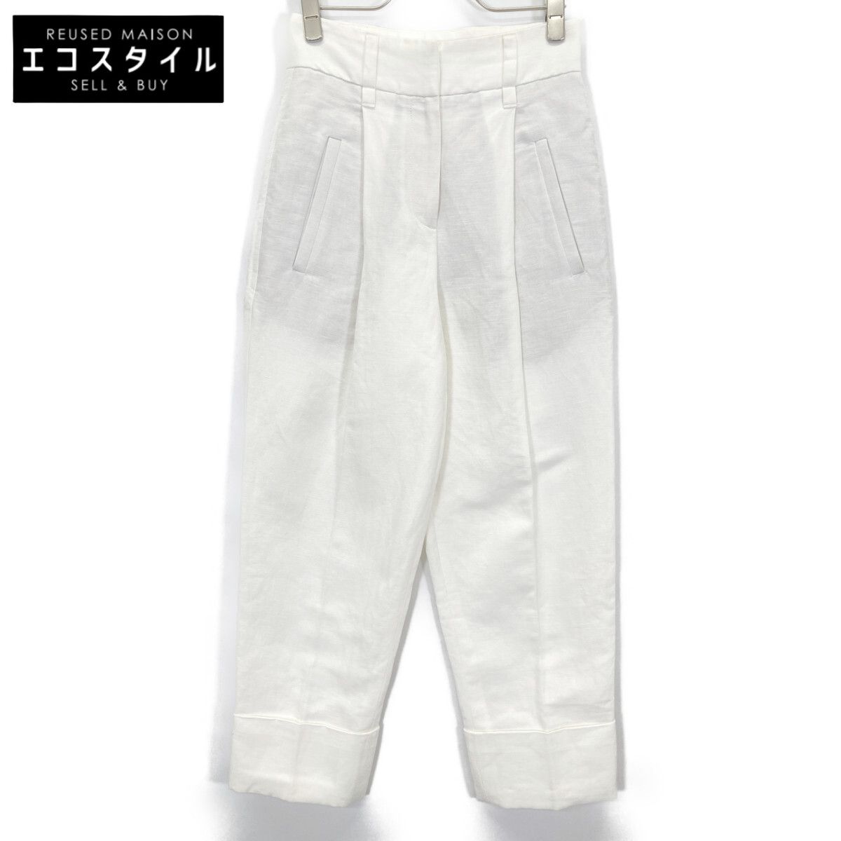 BRUNELLO CUCINELLI ブルネロクチネリ ﾎﾜｲﾄ ﾘﾈﾝﾗｲｸ ﾀｯｸﾊﾟﾝﾂ 36 - メルカリ