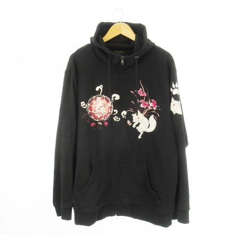 コンジャク 今昔 KON-JAKU スウェットパーカー ジップアップ 和柄刺繍