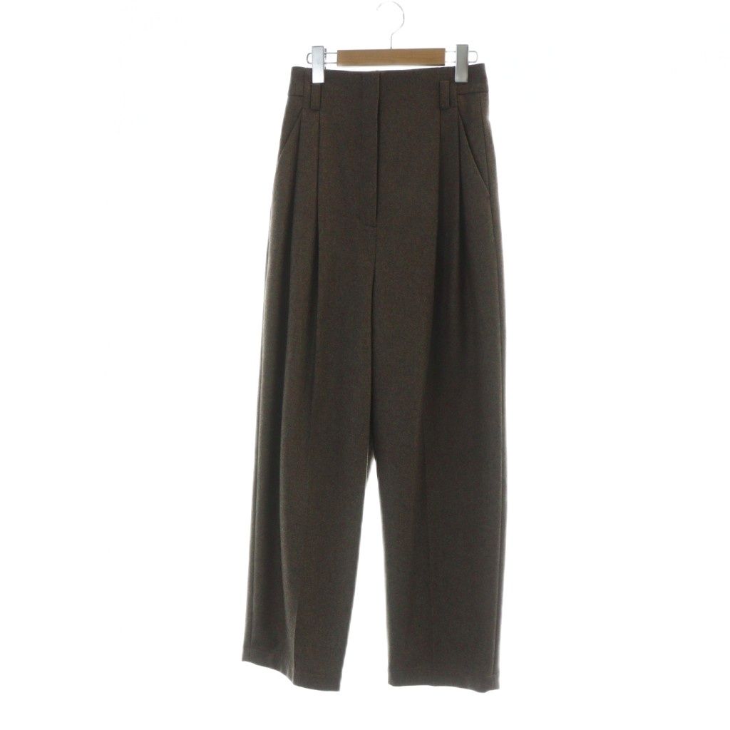 イロット IIROT FLANNEL TUCK TROUSER BROWN タックワイドパンツ ジップフライ 36 茶 ブラウン 028 024 WP 93 34 GY 55 MQ
