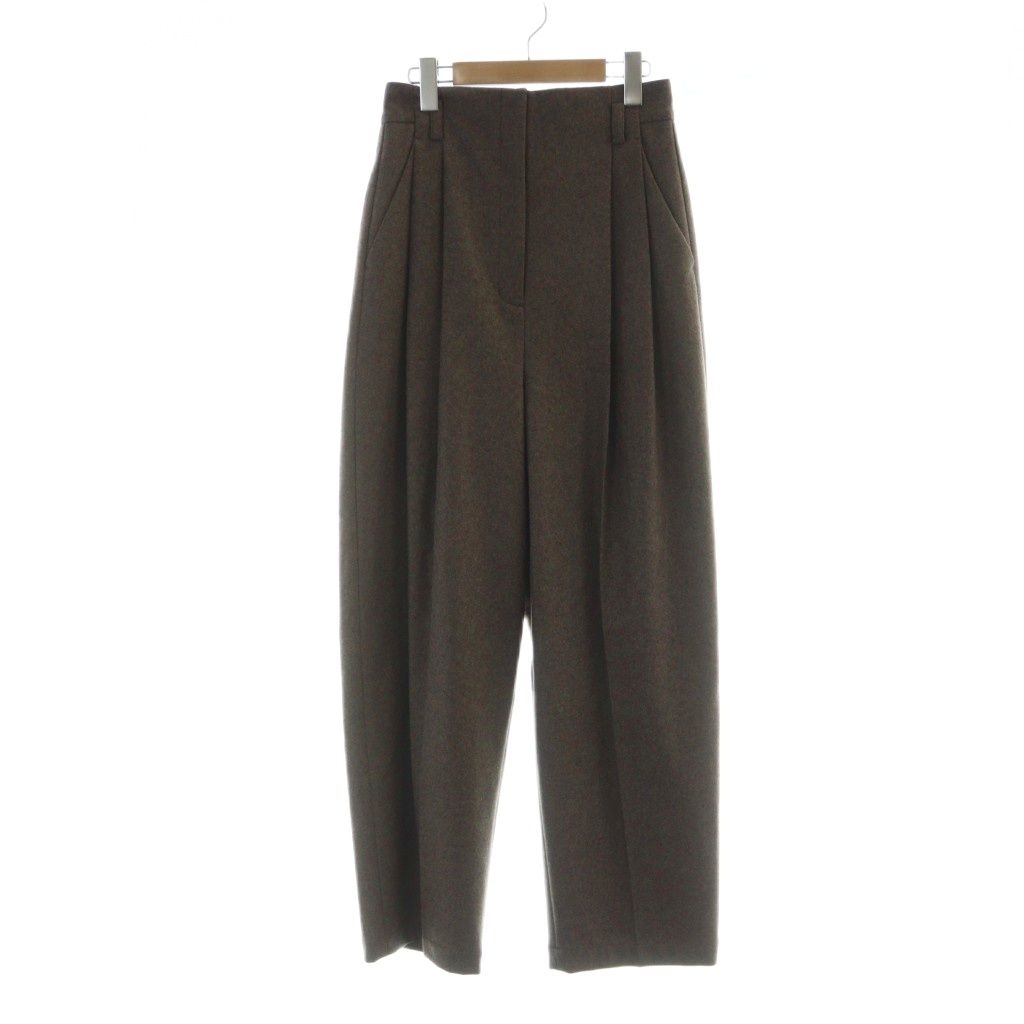イロット IIROT FLANNEL TUCK TROUSER BROWN タックワイドパンツ ジップフライ 38 茶 ブラウン 028 024 WP 93 34 GY 55 MQ