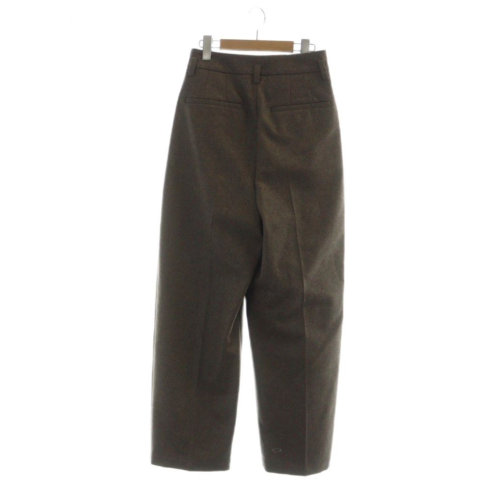 イロット IIROT FLANNEL TUCK TROUSER BROWN タックワイドパンツ ジップフライ 38 茶 ブラウン 028 024 WP 93 34 GY 55 MQ