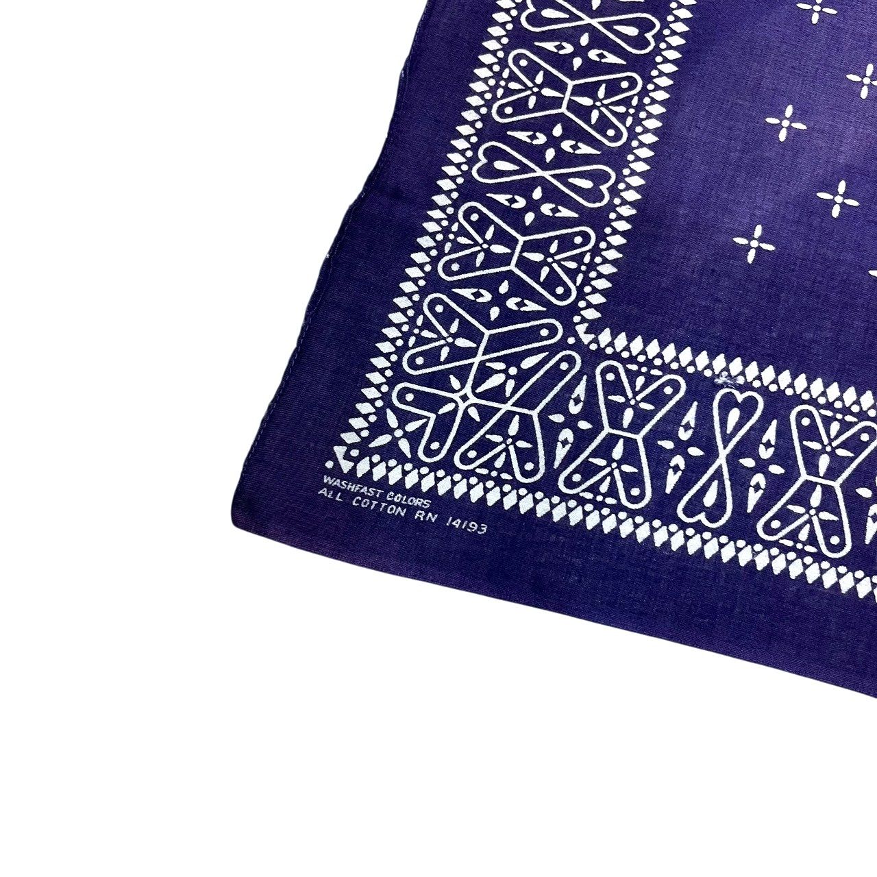 60s ビンテージ クロス柄 コットン バンダナ ネイビー フェード ナス紺