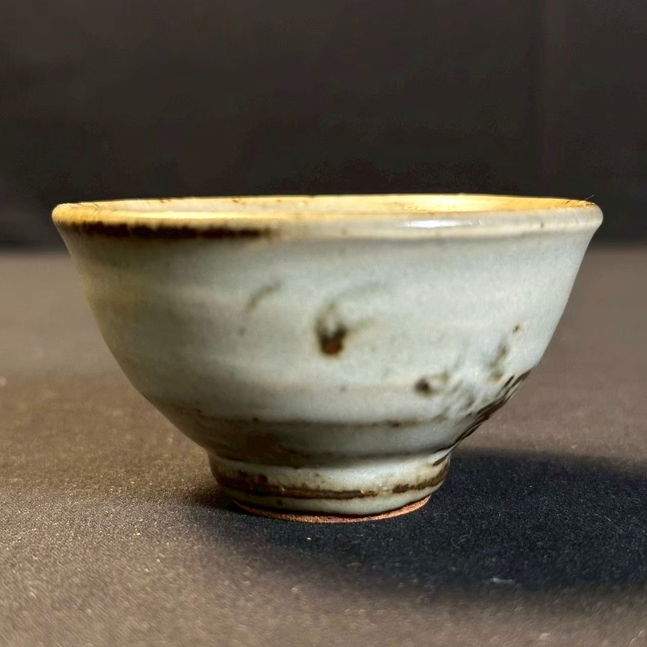 幽玄】益子焼 人間国宝 島岡達三 石洞山人絵付 吉羊 酒盃 共箱 共布 栞