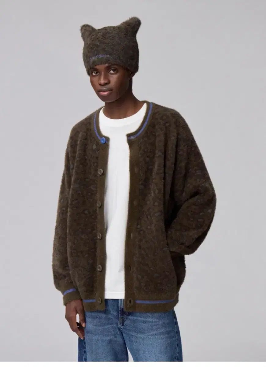 GU X UNDERCOVER シャギークルーネックカーディガン オリーブ XLサイズ