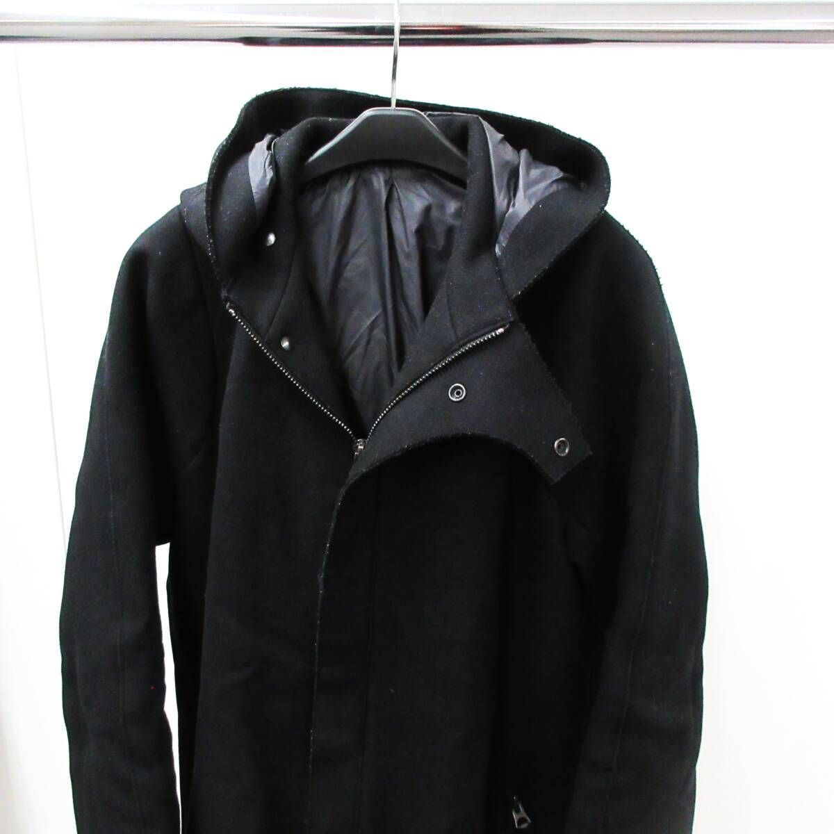 USED】Acne Studios WOOL HOODIE ZIP COAT MEN'S 50 BLACK / アクネ