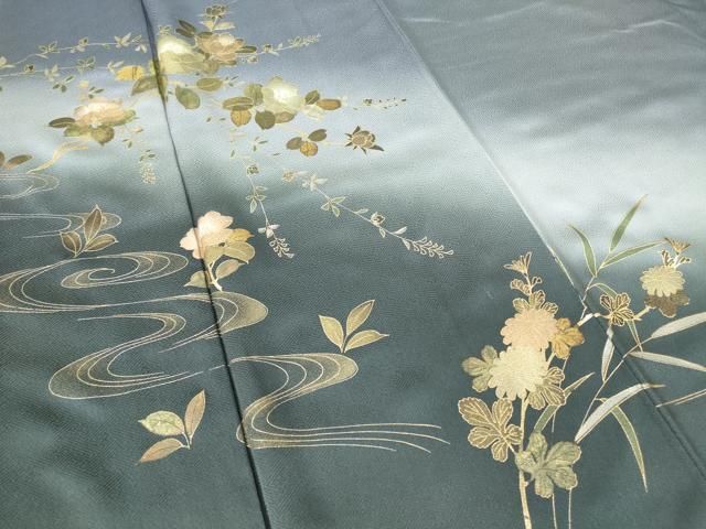 値下げ　訪問着 花模様 蝶々 螺鈿 金彩 平和屋野田店□訪問着 螺鈿 枝花文 暈し染め 金彩 逸品