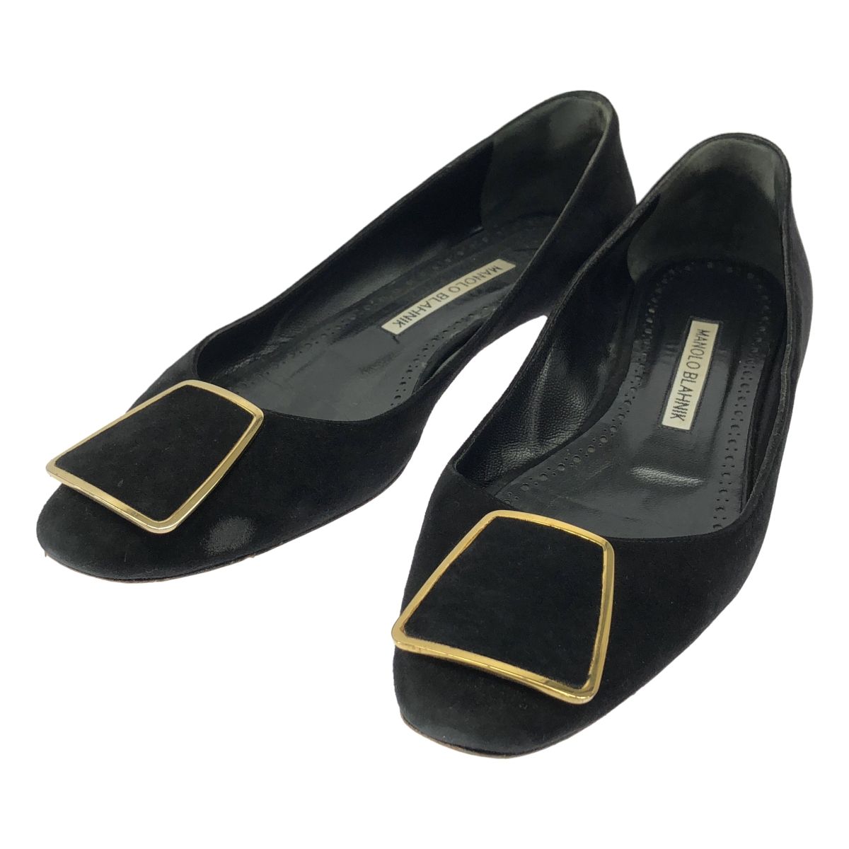 MANOLO BLAHNIK マノロブラニク PREPU 10 スエードフラットパンプス ブラック 36