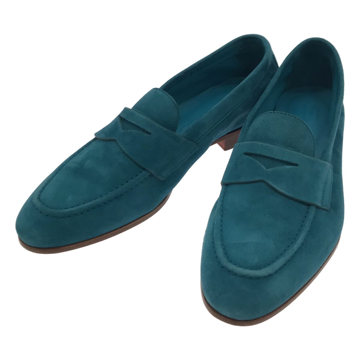 SANTONI サントーニ スエードローファーシューズ ブルー 37 - メルカリ