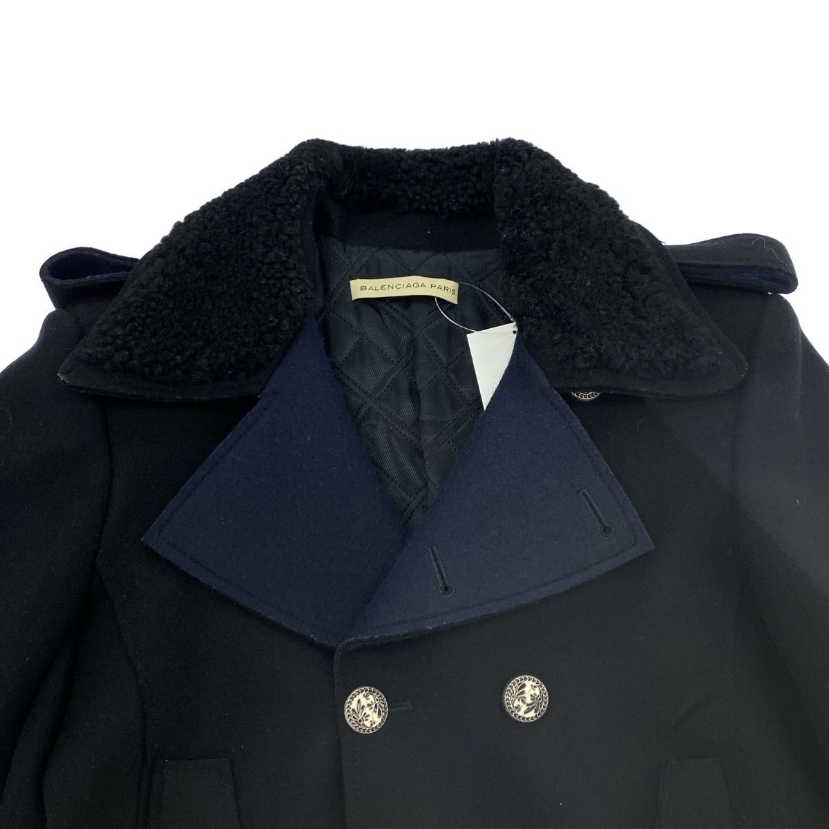 BALENCIAGA バレンシアガ 2007AW メルトンウールボアカラーPコート