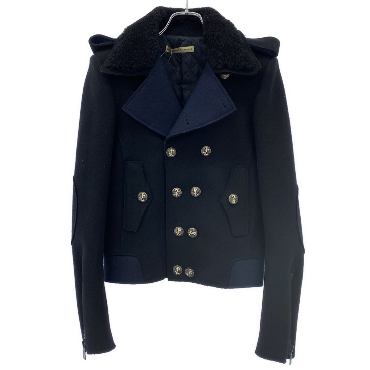 BALENCIAGA バレンシアガ 2007AW メルトンウールボアカラーPコート