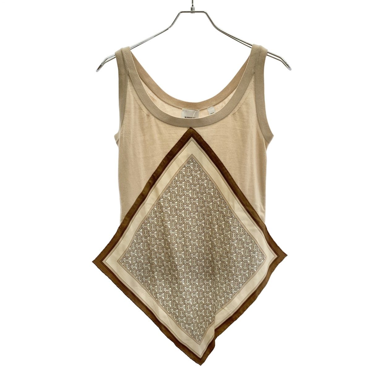 バーバリー シルクスカーフコンビネーション ウールタンクトップ 8016930 ベージュ S
