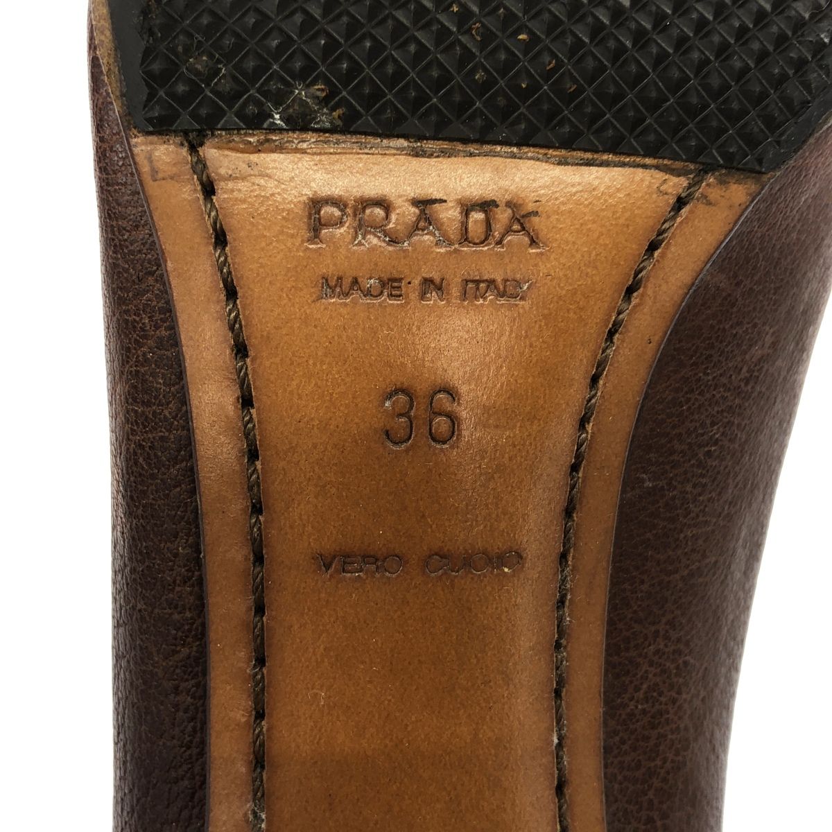  PRADA プラダ レザーローファーパンプス ブラウン 36 ハイヒール パンプス パンプス