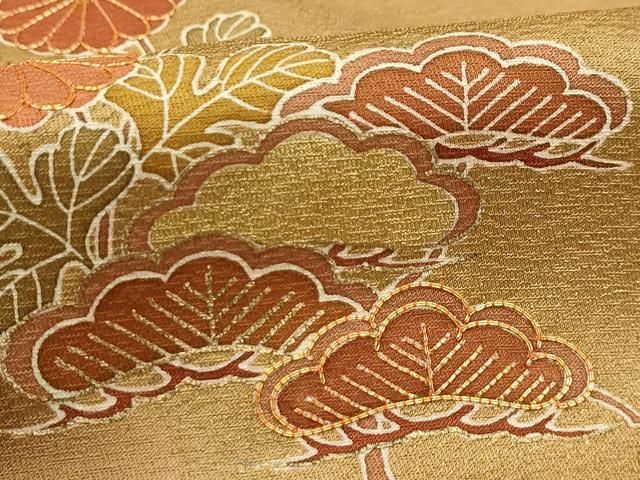 平和屋着物□豪華色留袖 駒刺繍 松竹梅風景文 暈し染め 金彩