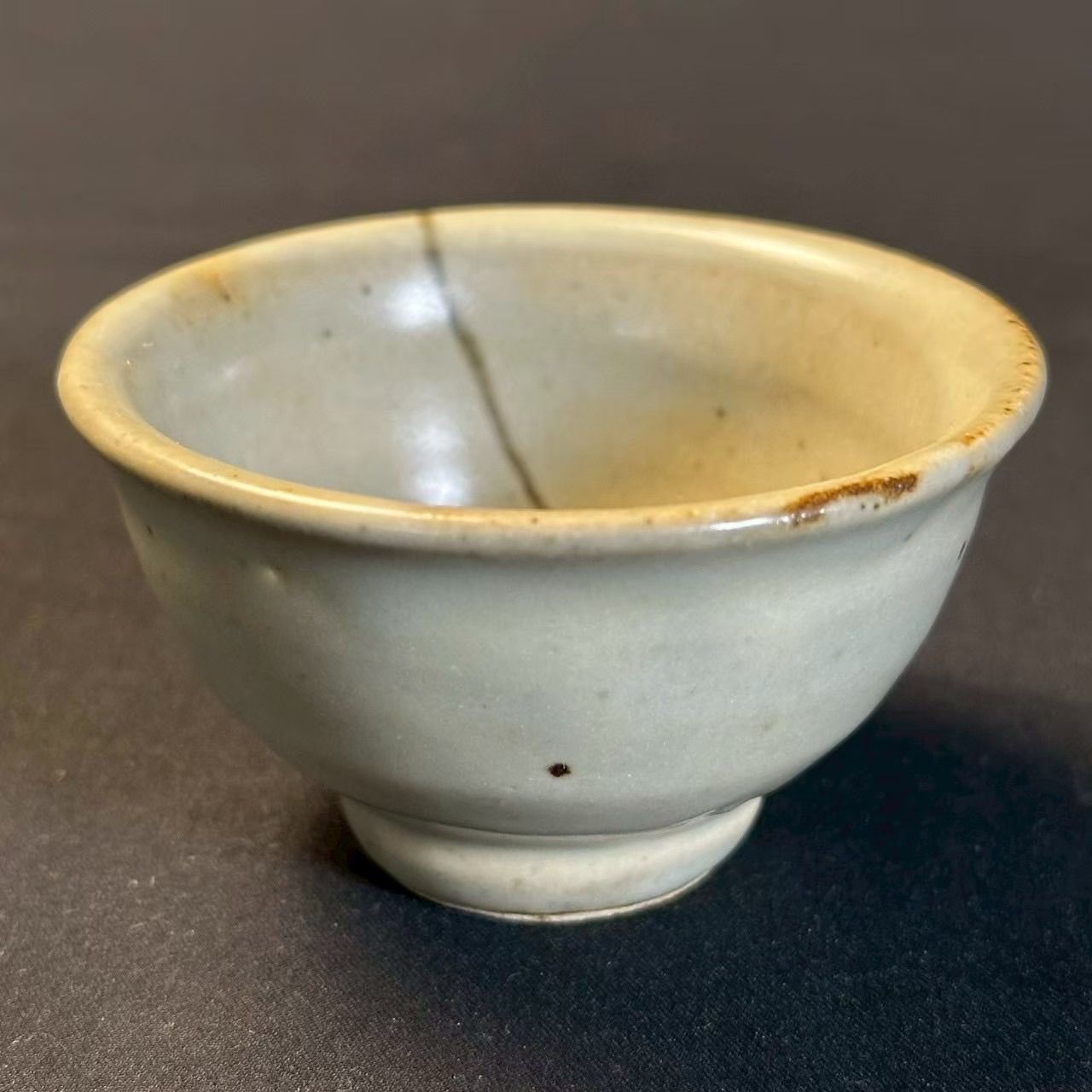 幽玄】益子焼 人間国宝 島岡達三 石洞山人絵付 子 酒盃 共箱 共布 栞