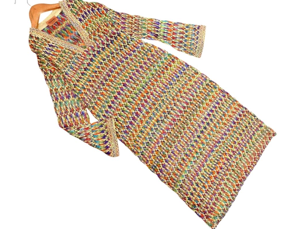 MISSONI ミッソーニ ヴィンテージ Vネック 総柄 ワンピース カラフル