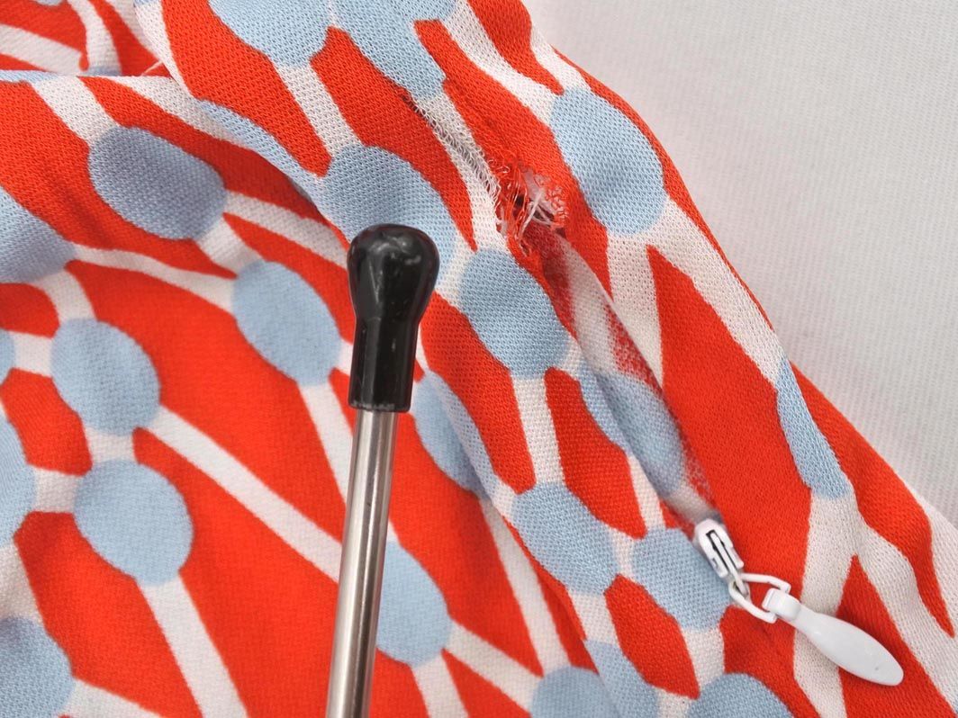 MISSONI ミッソーニ 総柄 Vネック ワンピース 白x赤 □◇ レディース