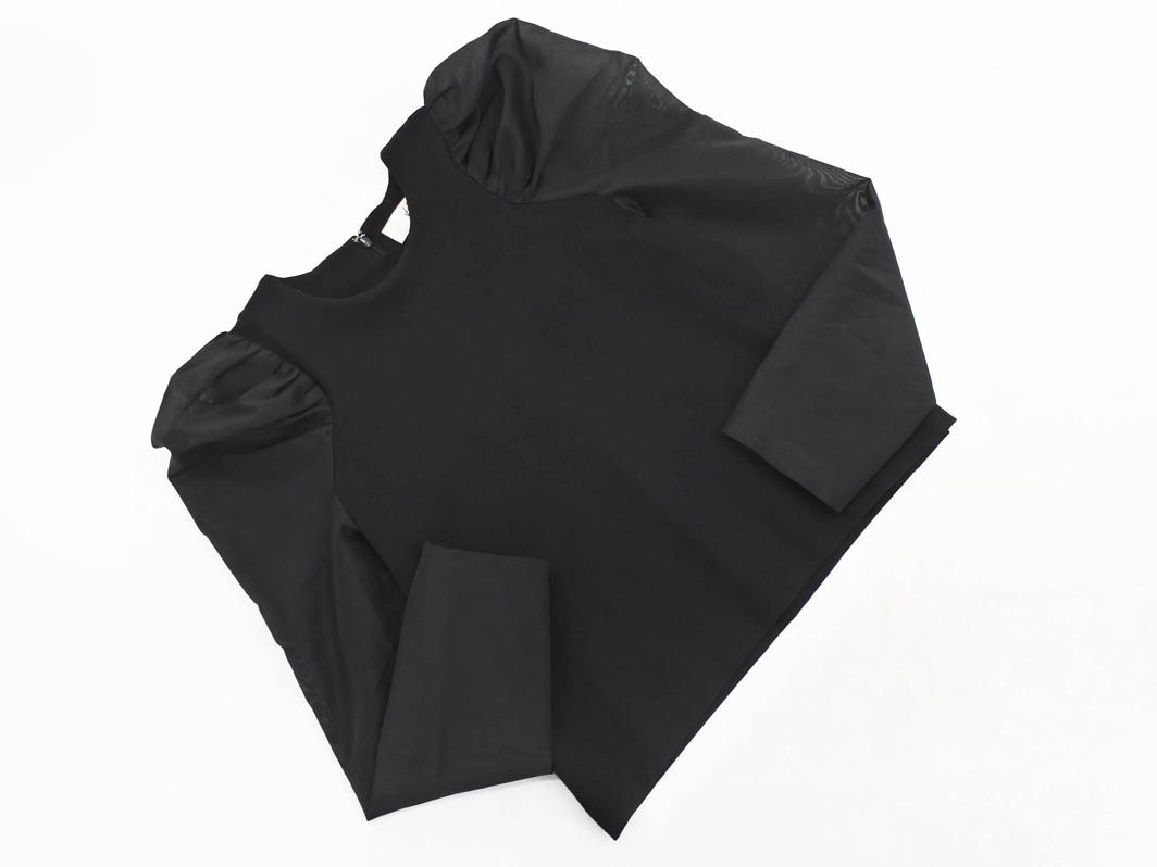Heve ヘイヴ シフォンギャザースリーブ カットソー sizeF/黒 ■◇ レディース