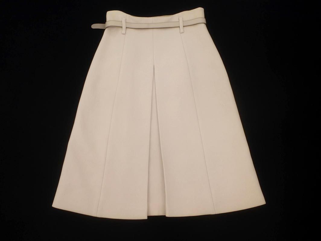 PRADA プラダ ウール100% ベルト付 ロング スカート size40/ベージュ