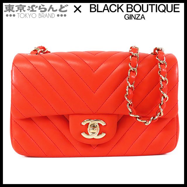 シャネル CHANEL ショルダーバッグ レッド ゴールド金具 ラムスキン