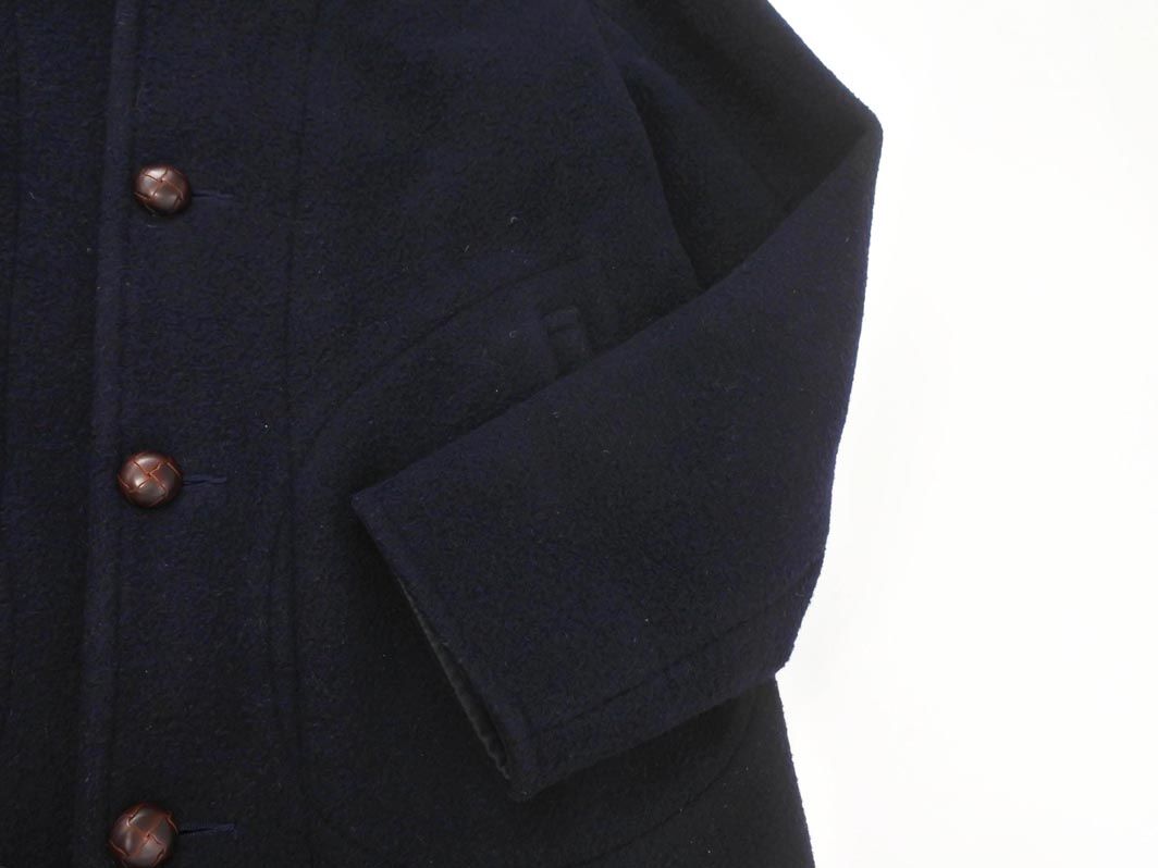 DANTON ダントン ウール混 フード付き ワンポイント コート size36/紺