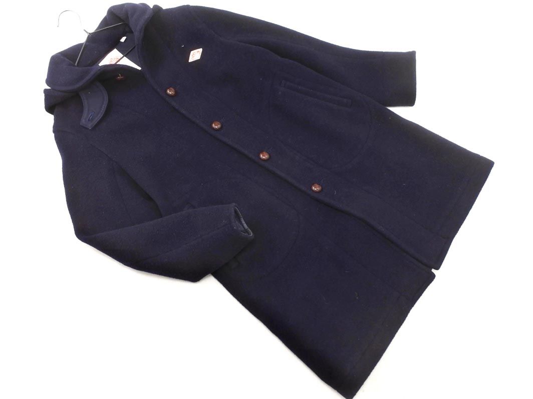 DANTON ダントン ウール混 フード付き ワンポイント コート size36/紺