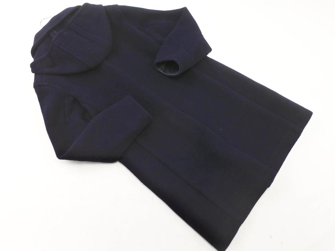 DANTON ダントン ウール混 フード付き ワンポイント コート size36/紺