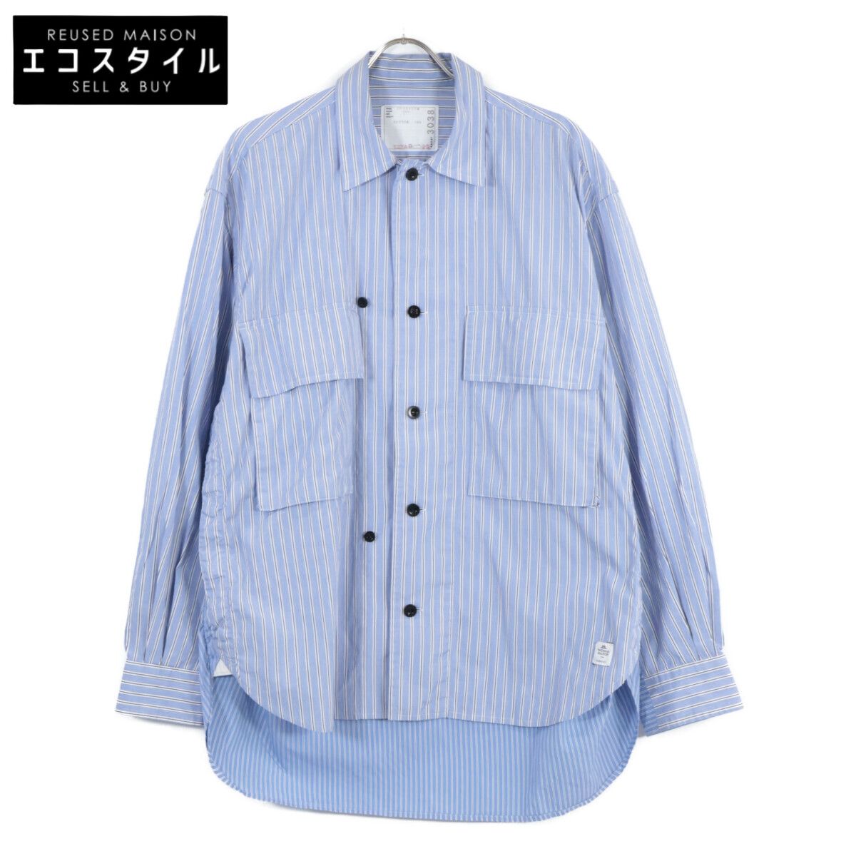sacai サカイ ×Thomas Mason 23SS ﾌﾞﾙｰ 23ｰ03038M ｺｯﾄﾝｽﾄﾗｲﾌﾟｼｬﾂ 1