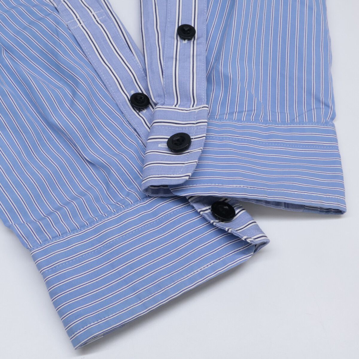 sacai サカイ ×Thomas Mason 23SS ﾌﾞﾙｰ 23ｰ03038M ｺｯﾄﾝｽﾄﾗｲﾌﾟｼｬﾂ 1