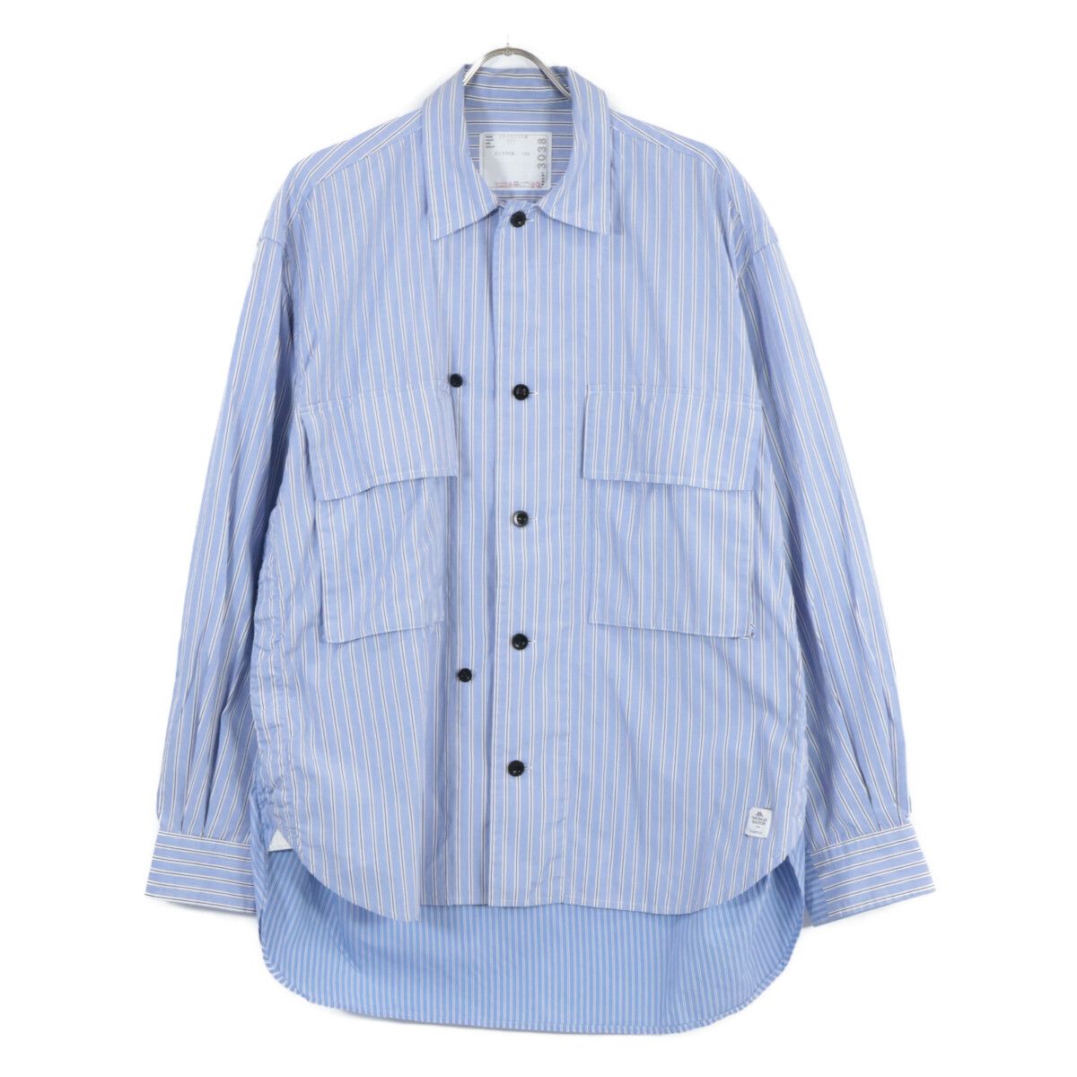 sacai サカイ ×Thomas Mason 23SS ﾌﾞﾙｰ 23ｰ03038M ｺｯﾄﾝｽﾄﾗｲﾌﾟｼｬﾂ 1