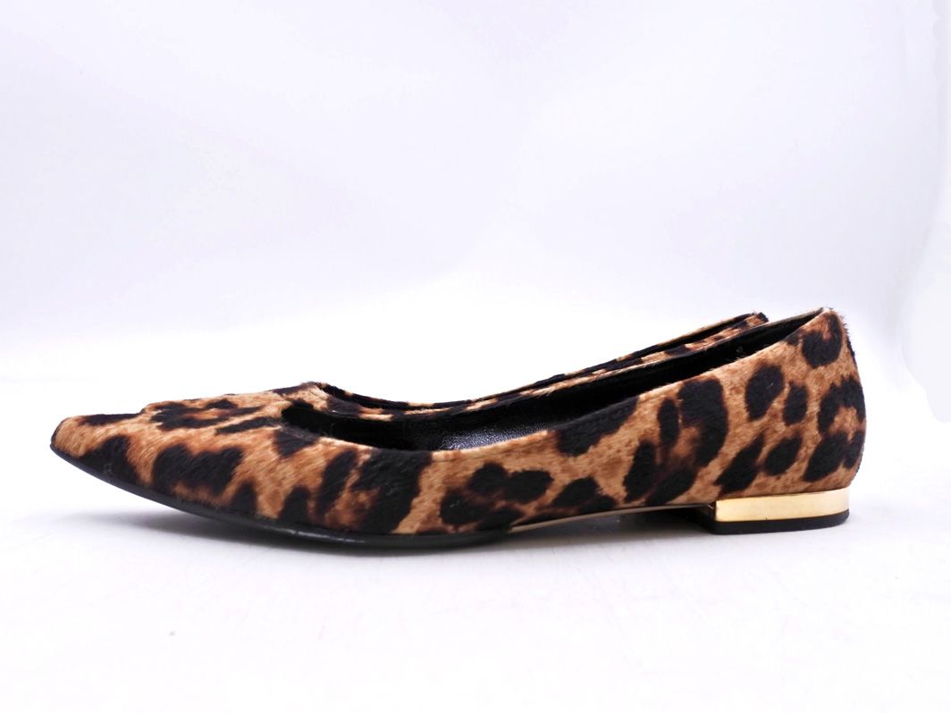 BALDAN バルダン レオパード ハラコ フラット パンプス size 37.5 24ｃｍくらい 茶 レディース