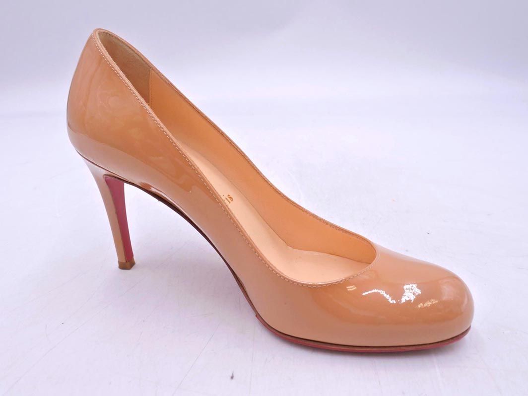 美品 Christian Louboutin クリスチャンルブタン エナメル ラウンド
