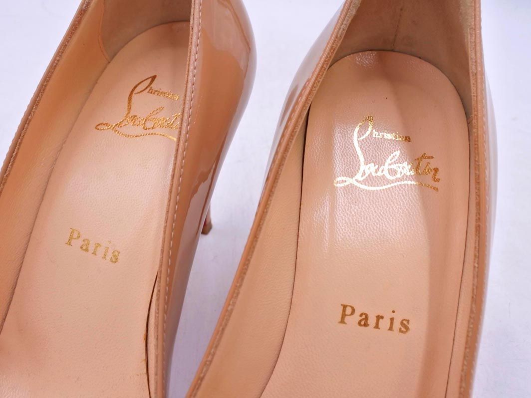 美品 Christian Louboutin クリスチャンルブタン エナメル ラウンド