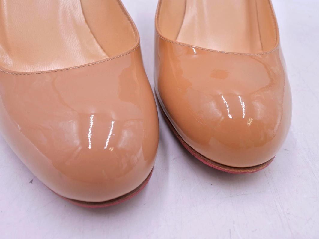 美品 Christian Louboutin クリスチャンルブタン エナメル ラウンド