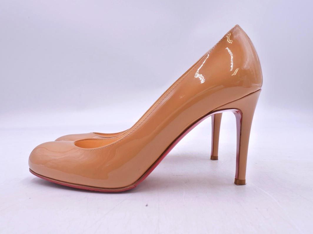 美品 Christian Louboutin クリスチャンルブタン エナメル ラウンド