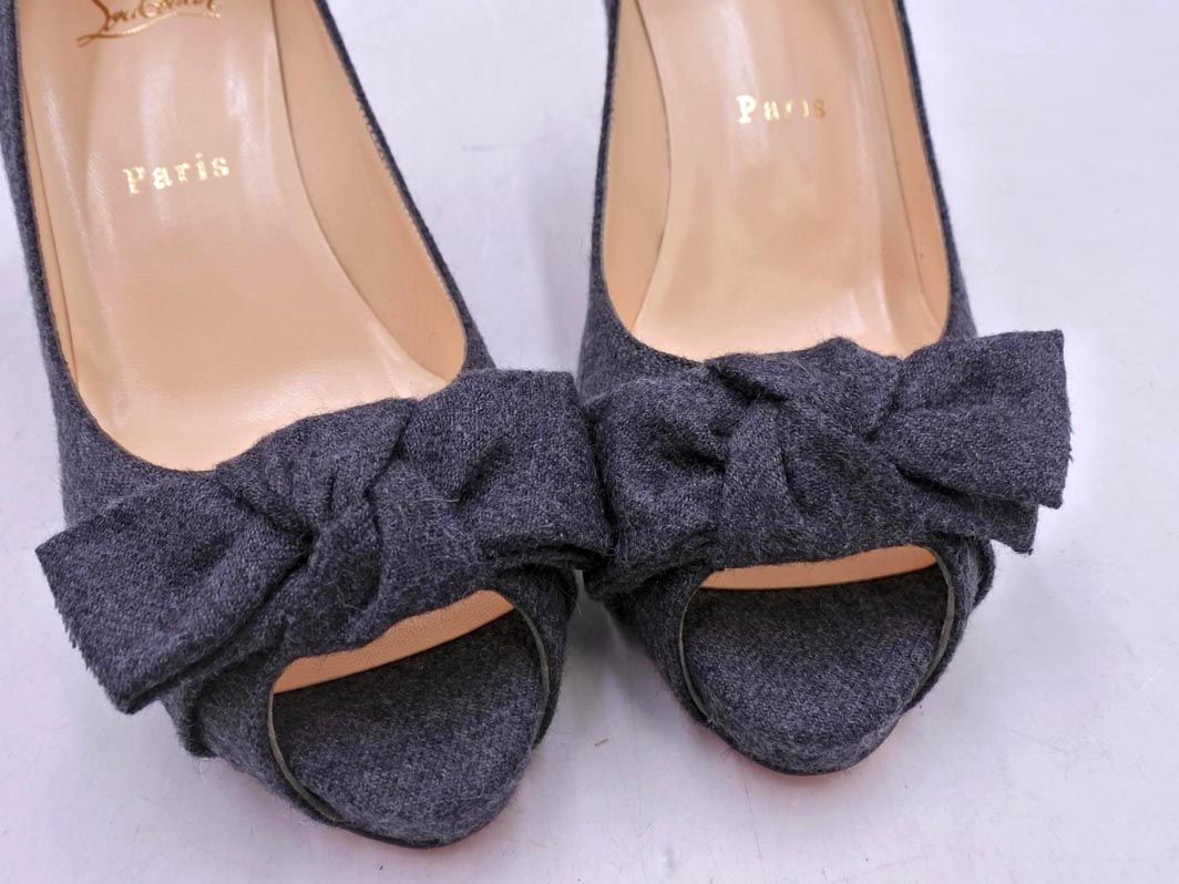 お値下げしました【美品】クリスチャンルブタン　リボン　パンプス　37.5 美品 Christian Louboutin クリスチャンルブタン リボン オープントゥ