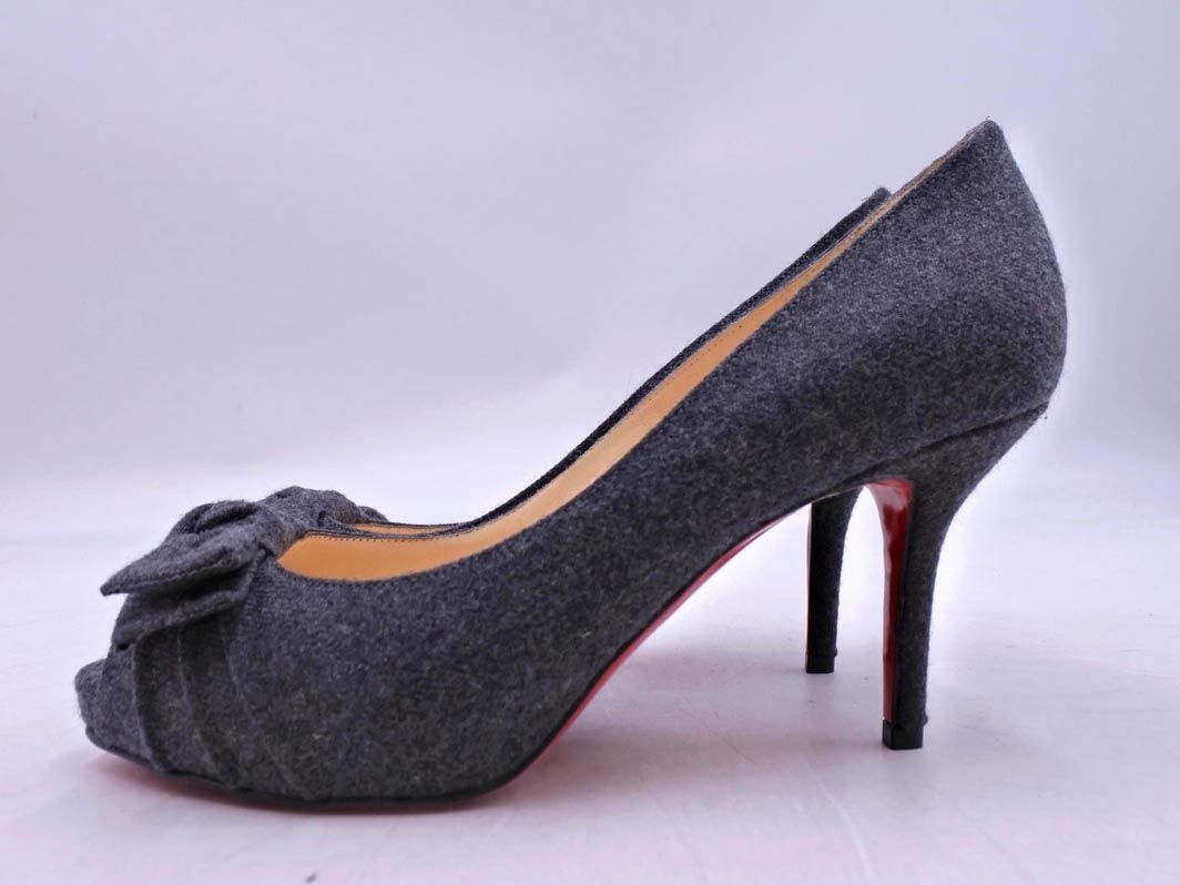 美品 Christian Louboutin クリスチャンルブタン リボン オープントゥ