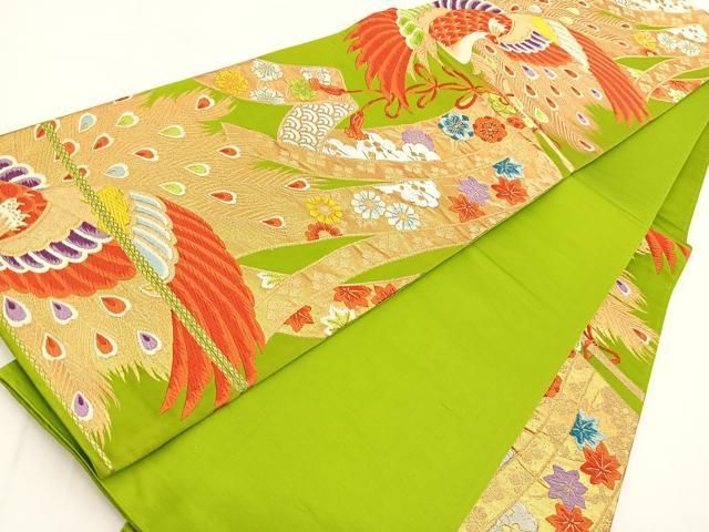 平和屋着物◎六通柄袋帯 唐織 孔雀几帳花文 金銀糸 正絹 逸品