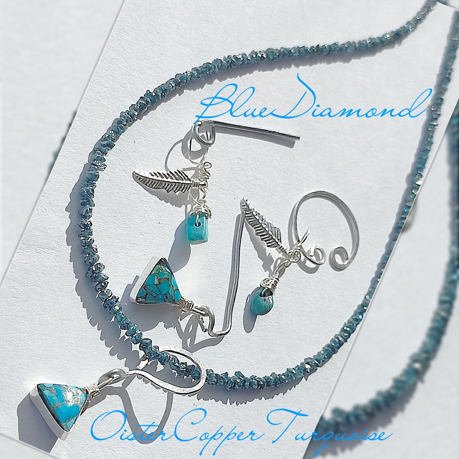 14Kgf ブルー ダイヤモンド 原石 アウトレット ネックレス 男女兼用