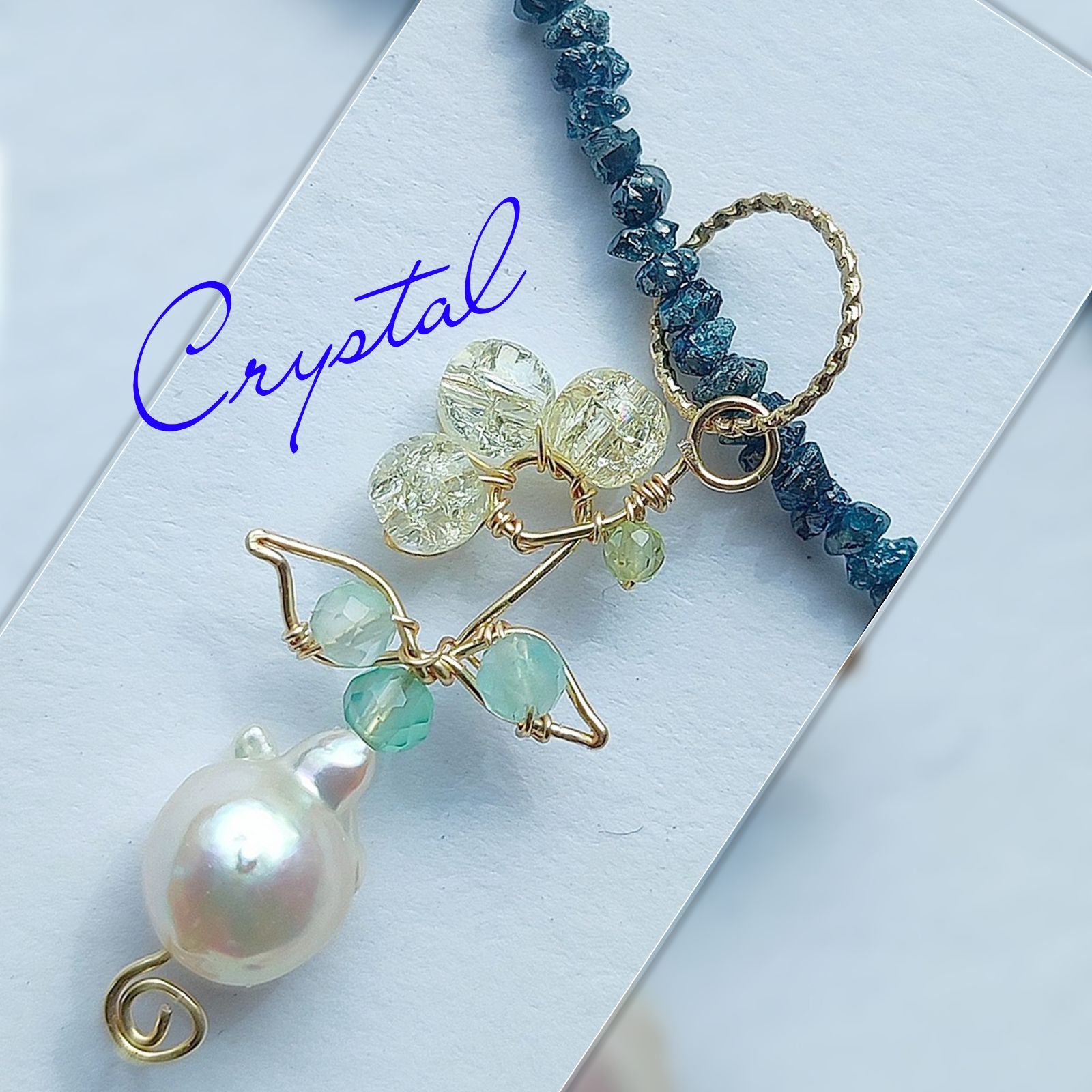 14Kgf ブルー ダイヤモンド 原石 アウトレット ネックレス 男女兼用