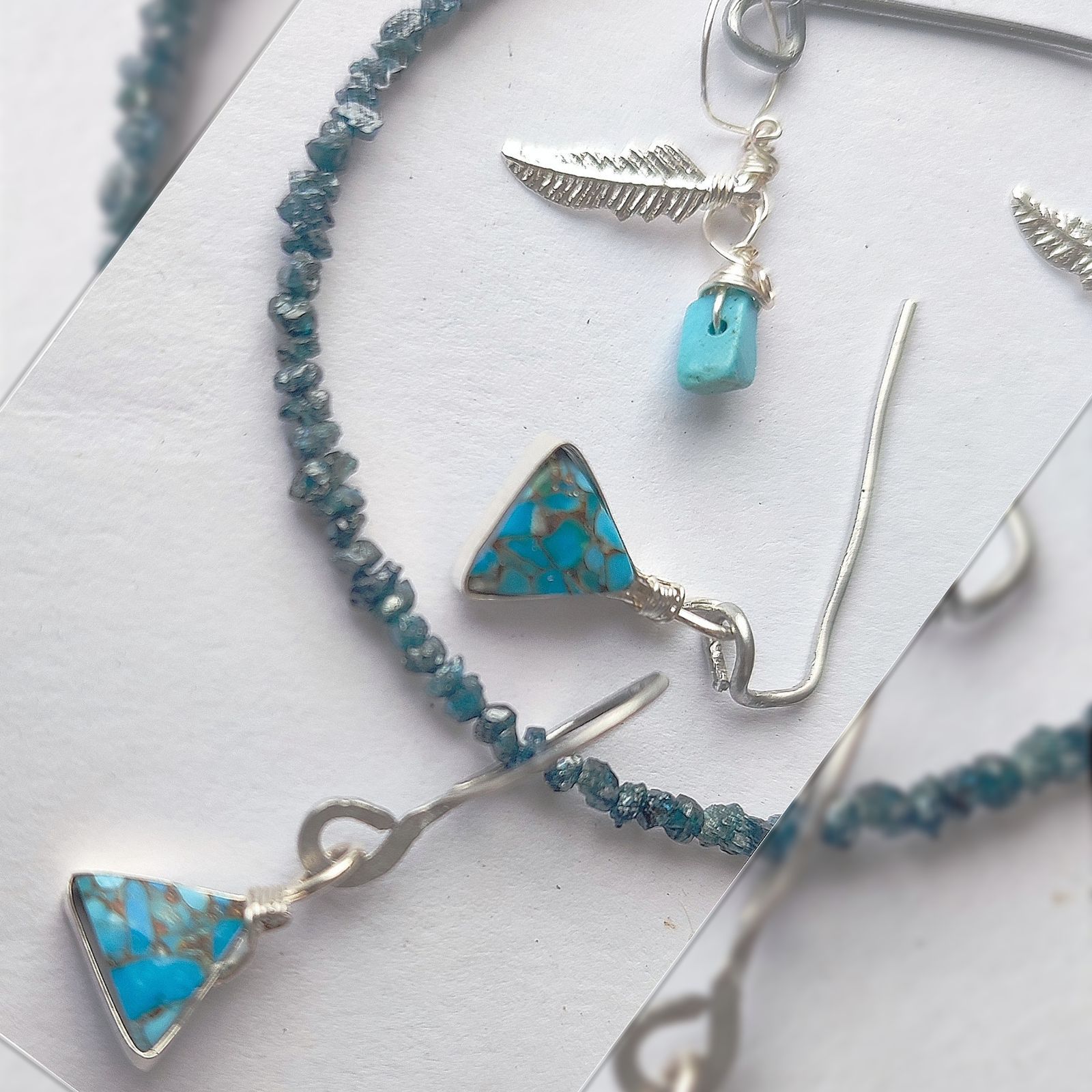 14Kgf ブルー ダイヤモンド 原石 アウトレット ネックレス 男女兼用