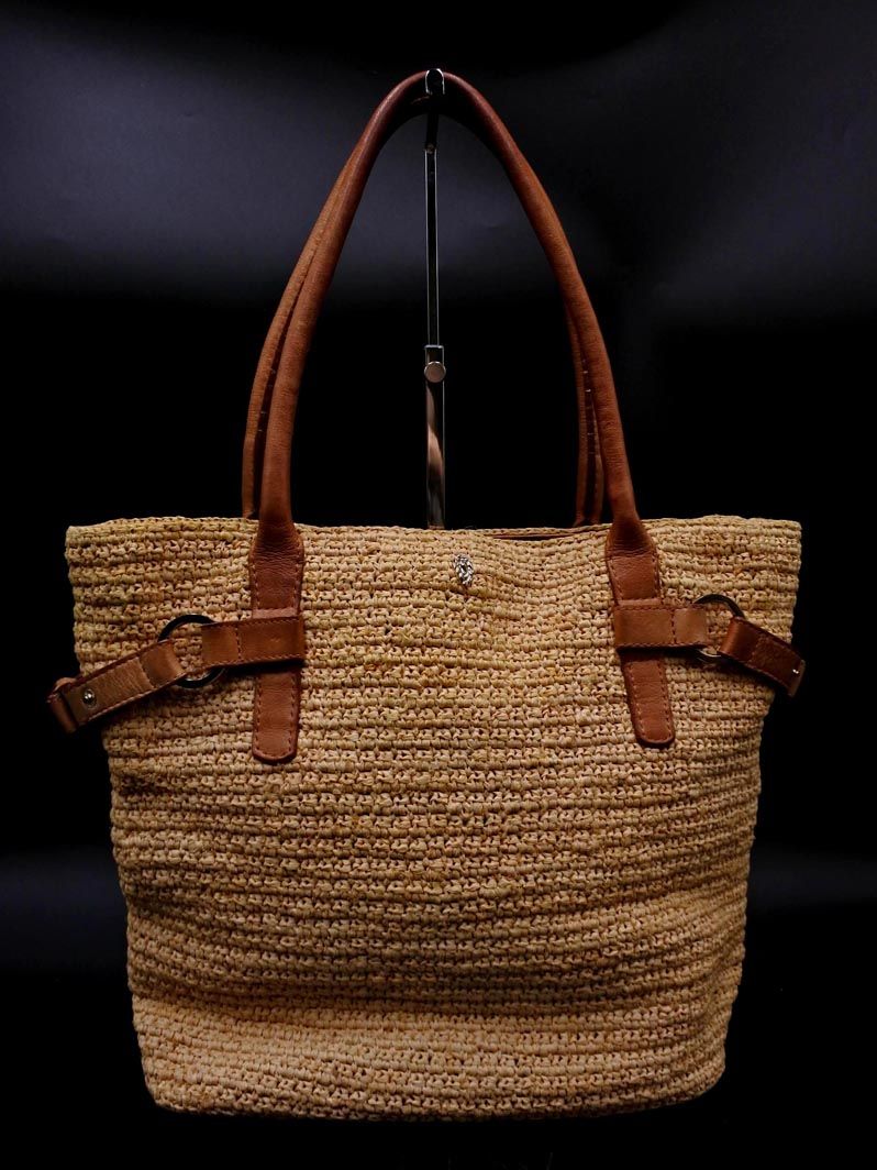 HELEN KAMINSKI ヘレンカミンスキー ラフィア 本革 レザー トート