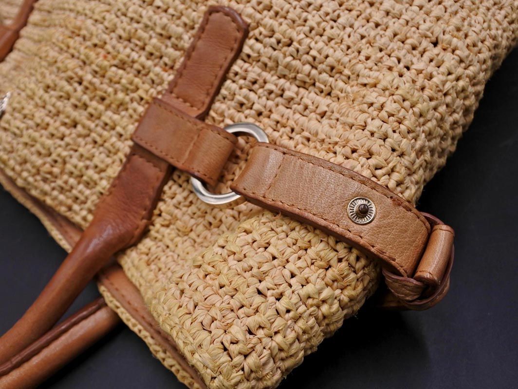 HELEN KAMINSKI ヘレンカミンスキー ラフィア 本革 レザー トート