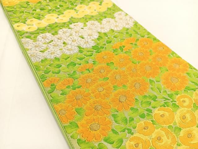 平和屋着物◎六通柄袋帯 唐織 やまとオリジナル 花尽くし 金銀糸 正絹